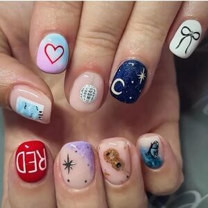 New! Taylor Swift Swiftie Press On Fake Nail Set Glue On Acrylic Eras Tour
